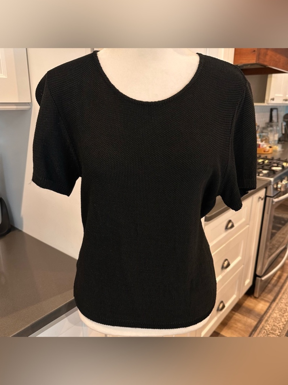 Vintage Pow Wow 90s Black Mesh Short Sleeve Sweater Womens S Goth Grunge Witchy